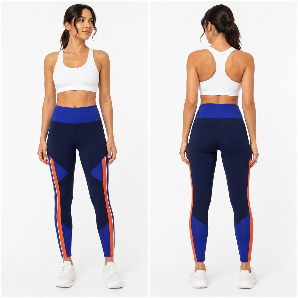 Avia High Waisted Leggings‎ Blue Orange Workout Activewear Travel Womens S